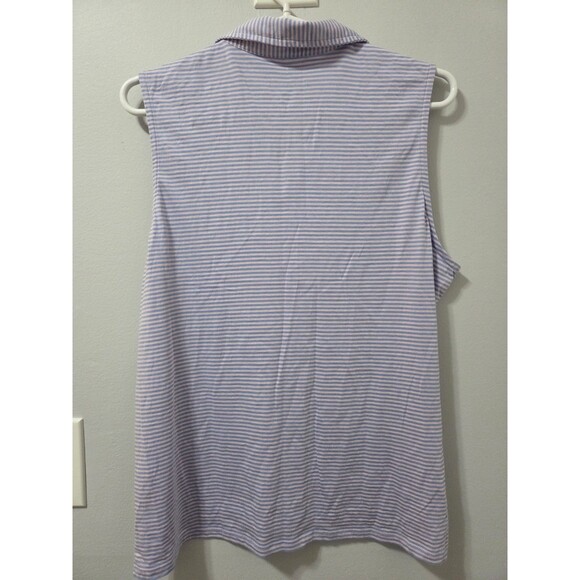 Renwick Golf Shirt Size Large Blue/Pink Striped Sleeveless Top Athletic Collared - Picture 2 of 4